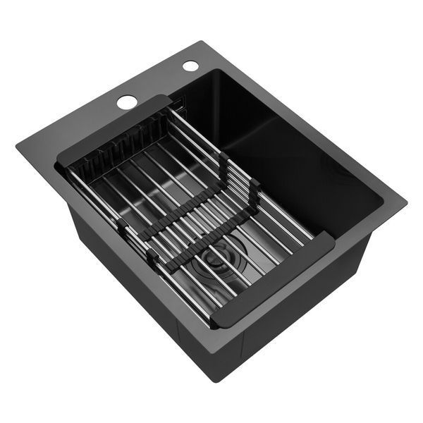 Кухонна мийка Kroner KRP PVD Schwarze - 4050HM (3,0/1,0 мм) CV035374 фото