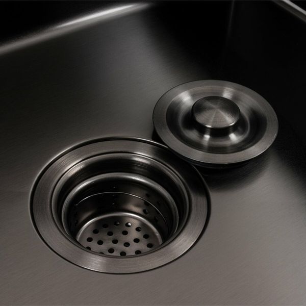 Кухонная мойка черная 60*50 PVD Platinum Handmade (сифон круглый, 3,0/0,8) 46760 фото