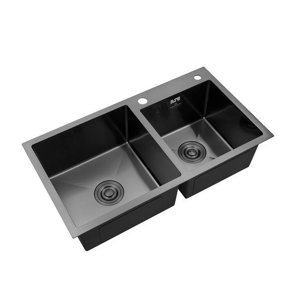 Кухонна мийка Kroner KRP Schwarze - 7843ZHM PVD (3.0/1.0 мм) CV022797 фото