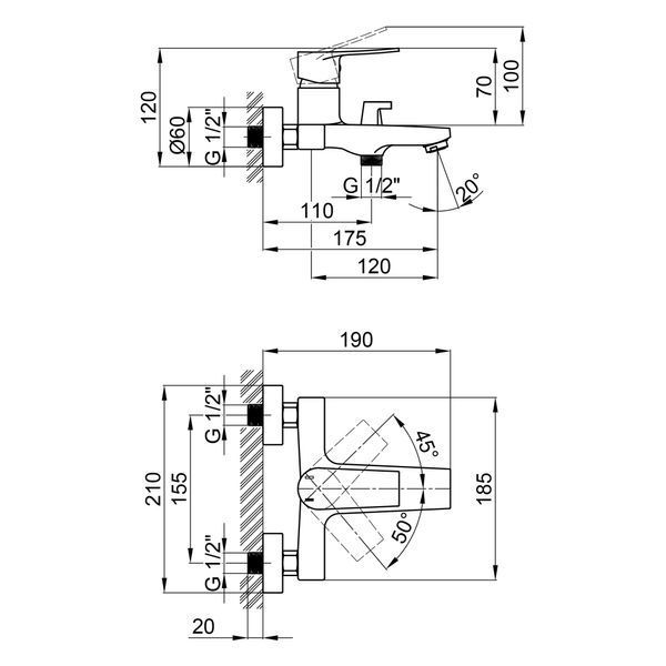Смеситель для ванны Qtap Terezin 3024101GC SD00041957 фото