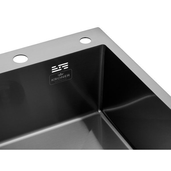 Комплект кухонной мойки Kroner KRP Schwarze 78х49HM PVD ST07 Grafite SL44792 фото