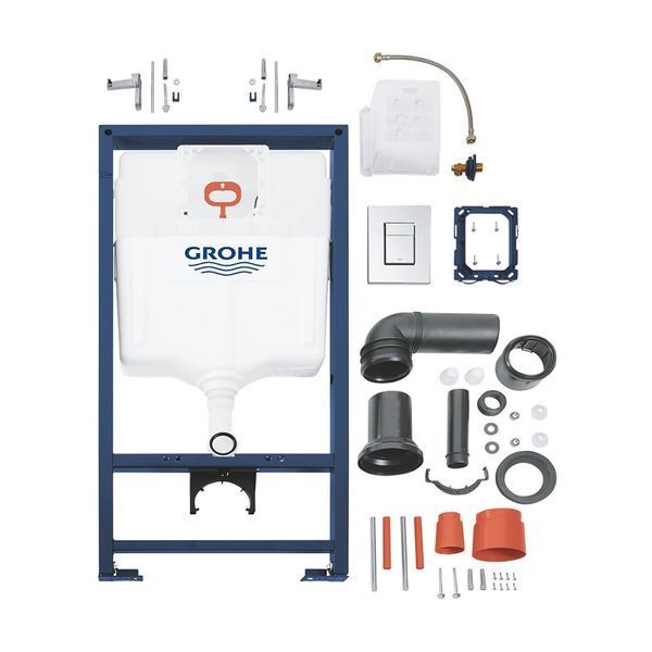 Комплект 4 в 1: Инсталляция Grohe Rapid SL 3 в 1 38772001 + Унитаз безободковый Kroner Harz WHI493736 RIMLESS с сиденьем Slim Duroplast / Soft-close / Quick relase KH493736WHIR (38772001KH493736) CV033817 фото