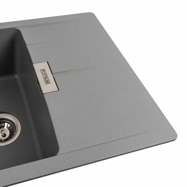 Гранитная мойка для кухни Platinum 6250 ZIRKONE матовый Серый металлик 41595 фото