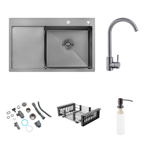 Комплект кухонной мойки KRP Schwarze - 7849RHM PVD ST042381 фото