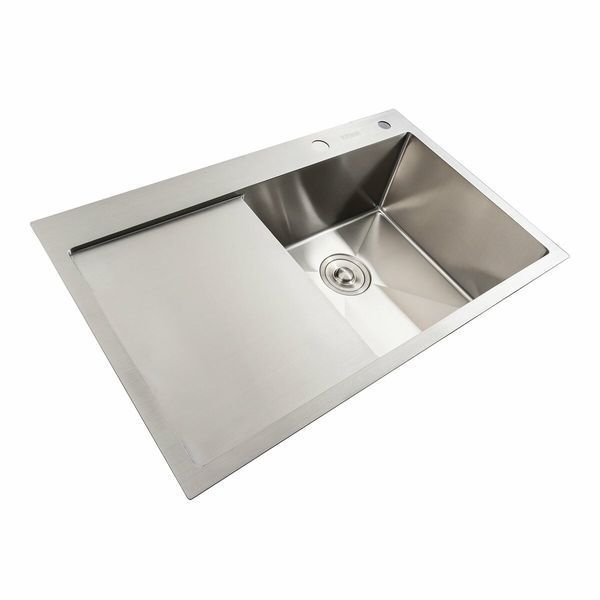 Кухонна мийка нержавійка 78*48 R Platinum Handmade (два отвори, круглий сифон 3,0/0,8) 42216 фото