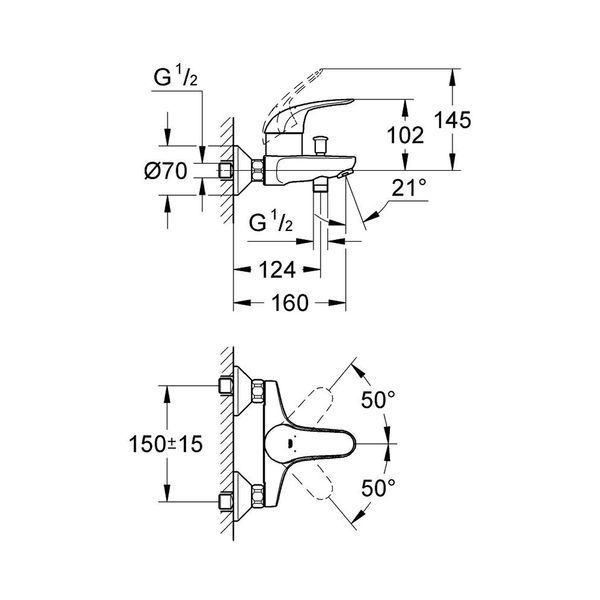 Смеситель для ванны Grohe Euroeco 32743000 CV032445 фото